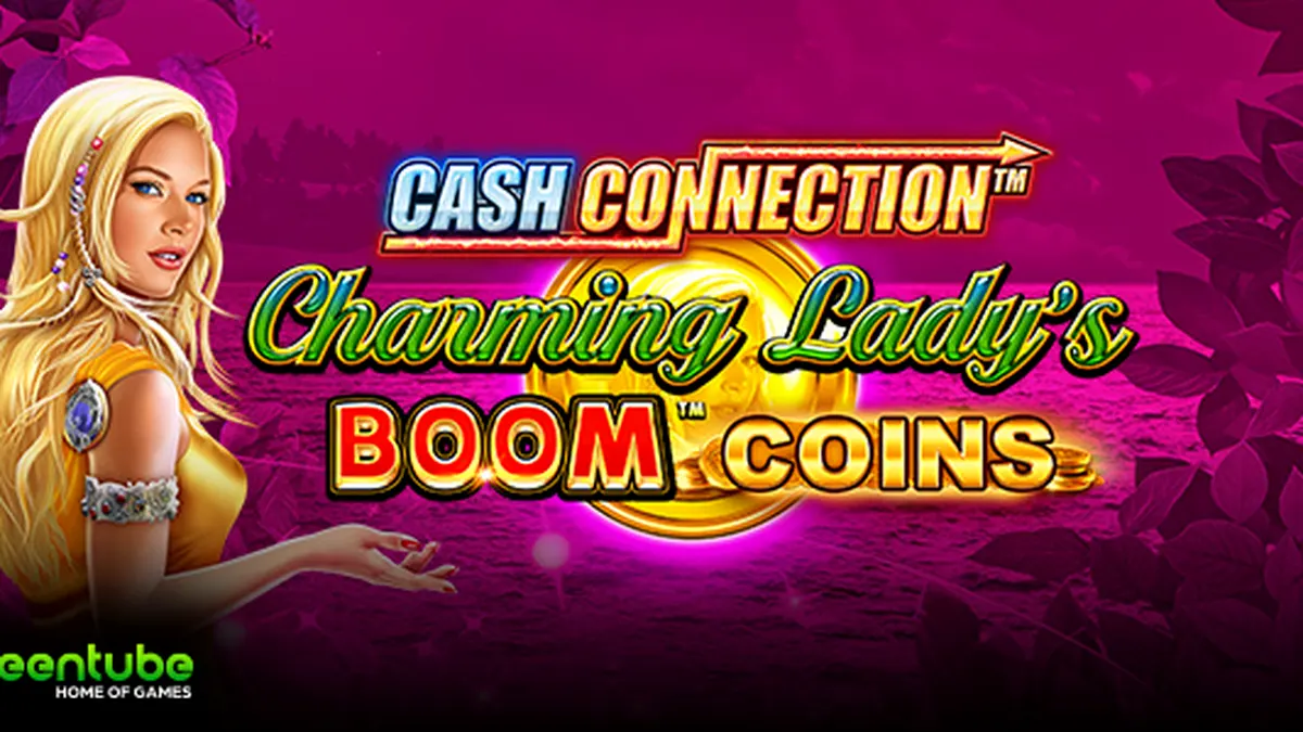 Tampilan visual gulungan dan simbol dalam permainan slot Cash Connection Charming Lady’s Boom Coins